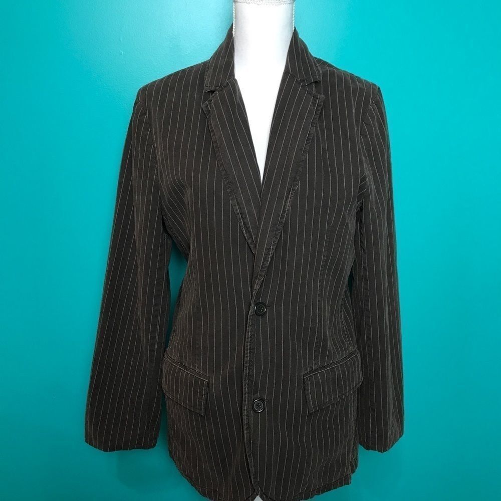 Brown and white pinstripe jacket